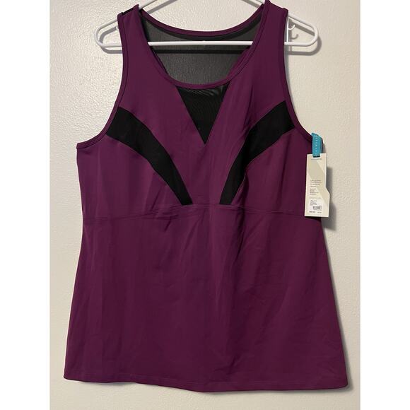 LIVI Active Tank Top Women’s 14/16 Purple Black Mesh Athletic Workout NWT - Picture 1 of 9